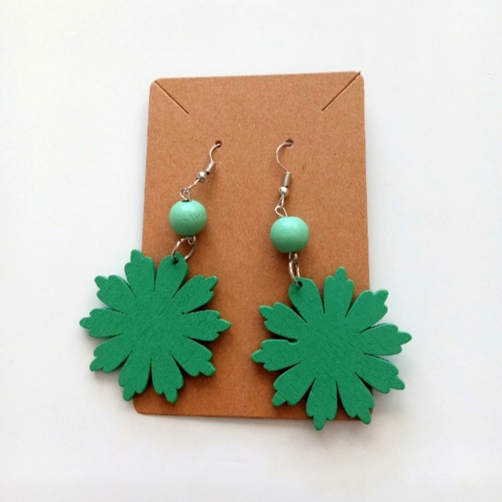 Green Floral Earrings